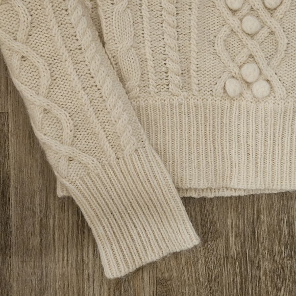 Vintage Heavy Cream Cable Knit Sweater Unisex Medium - Wool & Mohair - Picture 11 of 12